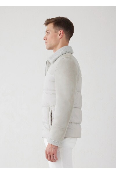 Larton Light Beige Furry Suede Coat - 4
