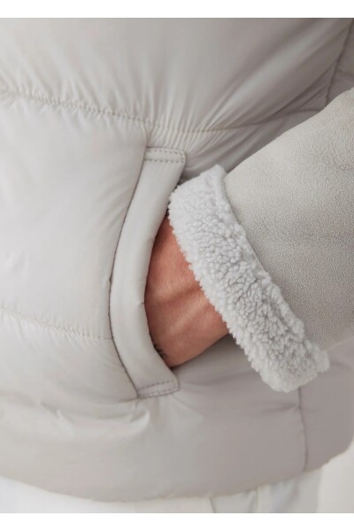 Larton Light Beige Furry Suede Coat - 5