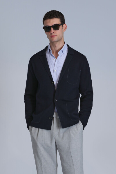 Leader Men's Cardigan Navy Blue - LUFIAN