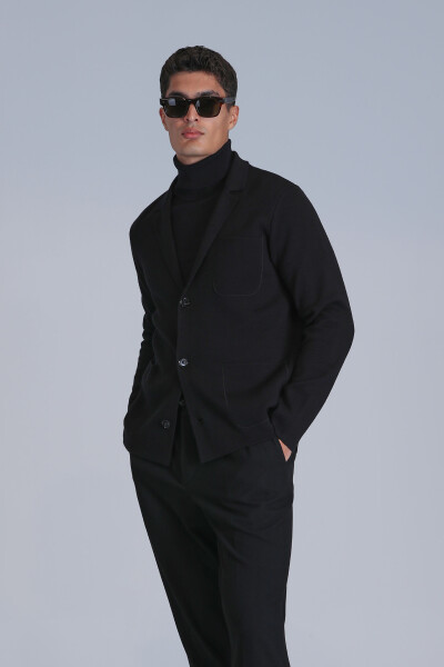 Leader Men's Cardigan Black - LUFIAN