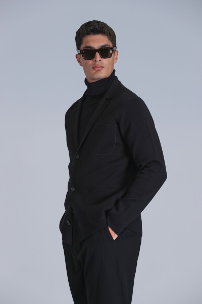 Leader Men's Cardigan Black - LUFIAN (1)