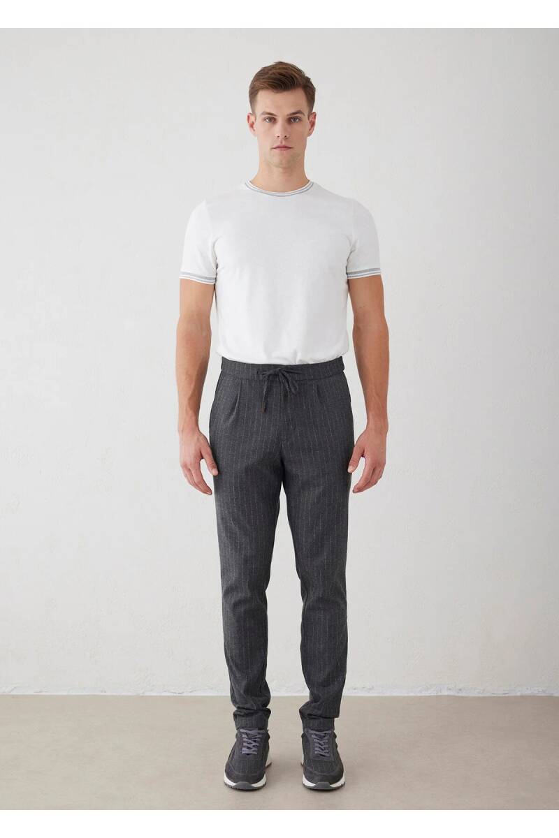 Legend Gri Renk Çizgili Chino Pantolon - 1