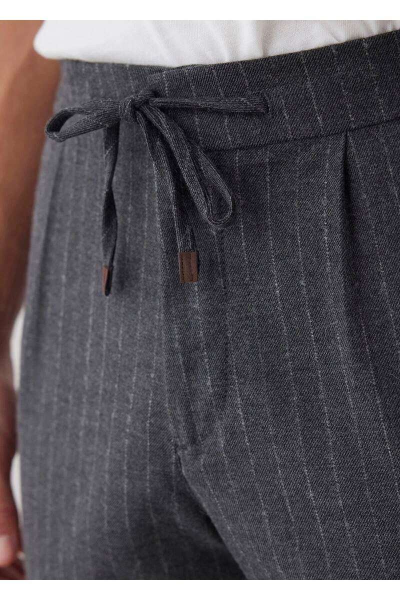Legend Gri Renk Çizgili Chino Pantolon - 8