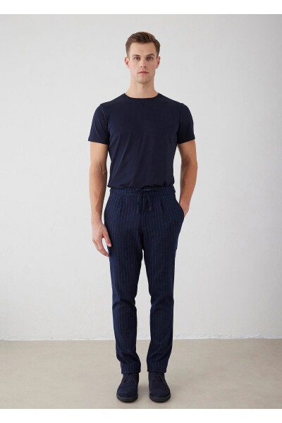 Legend Lacivert Renk Çizgili Chino Pantolon - 1
