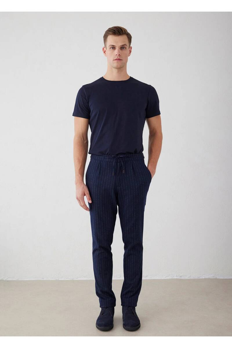 Legend Lacivert Renk Çizgili Chino Pantolon - 1