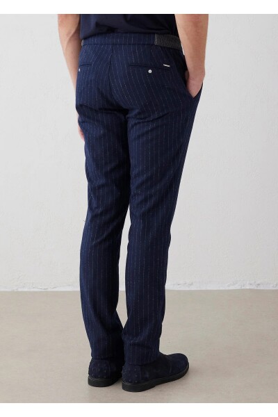 Legend Lacivert Renk Çizgili Chino Pantolon - 5