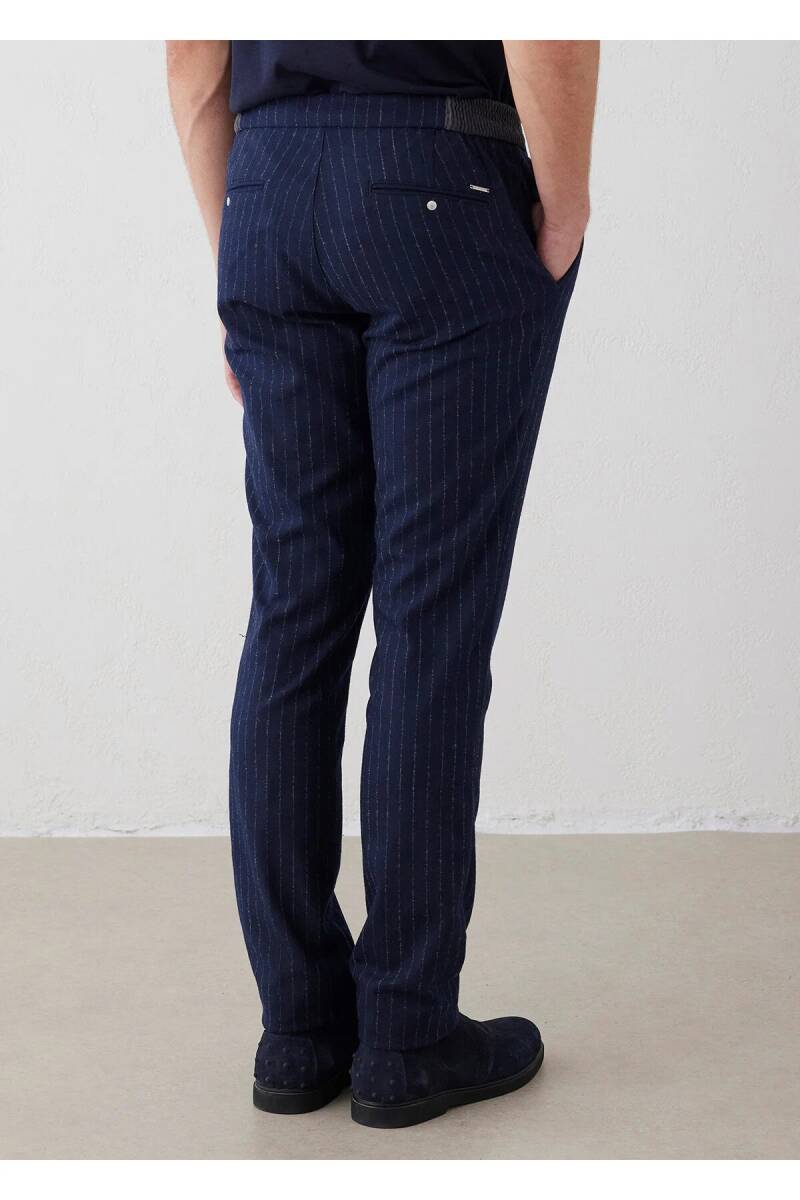 Legend Lacivert Renk Çizgili Chino Pantolon - 5