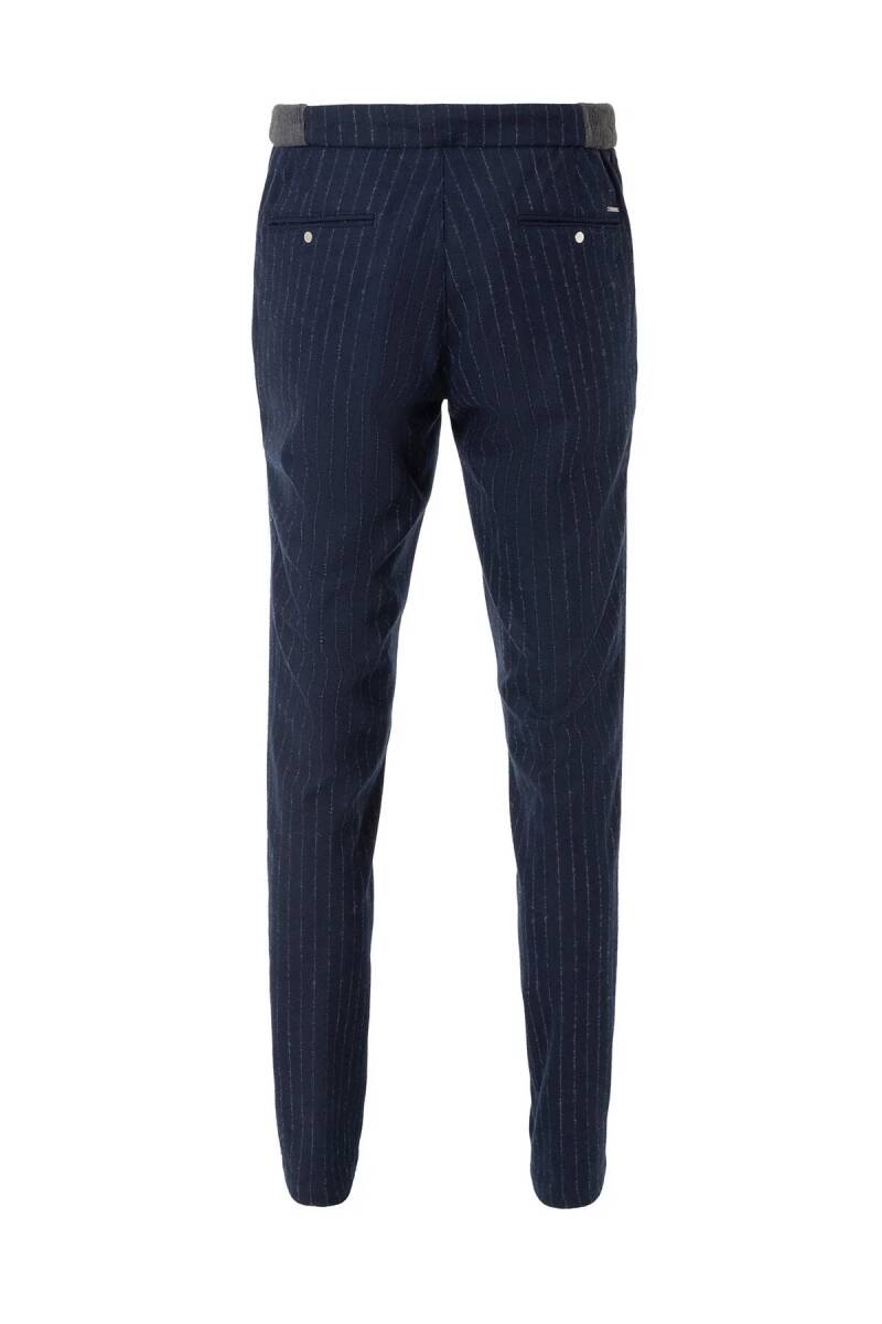 Legend Lacivert Renk Çizgili Chino Pantolon - 7