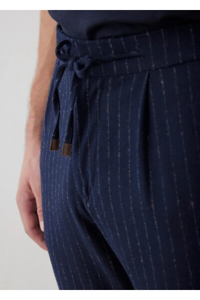 Legend Lacivert Renk Çizgili Chino Pantolon - 8