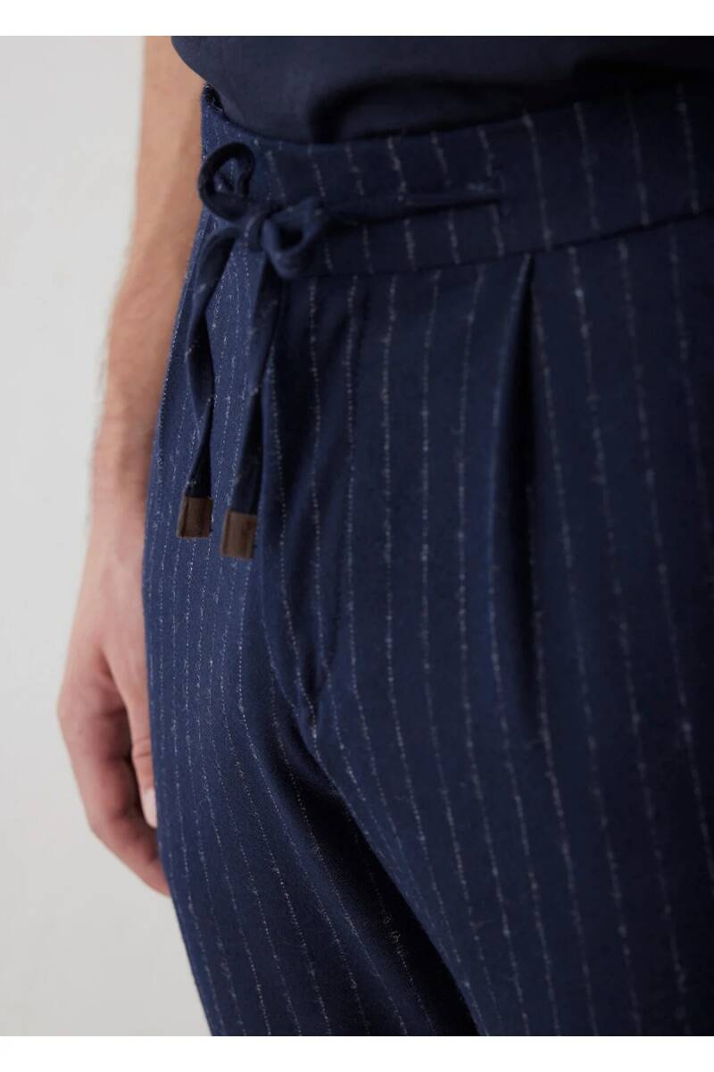Legend Lacivert Renk Çizgili Chino Pantolon - 8