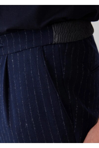 Legend Navy Blue Striped Chino Pants - 3