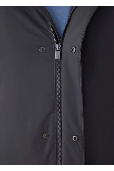 Liaker Anthracite Color Hooded Raincoat - 3