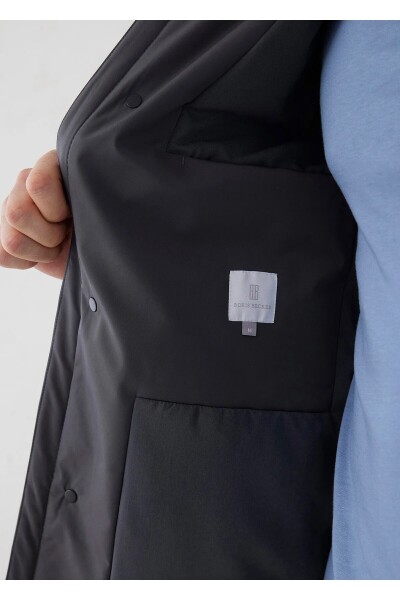 Liaker Anthracite Color Hooded Raincoat - 4