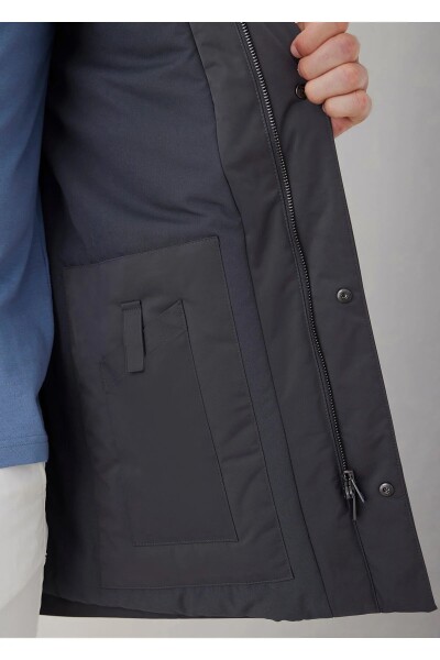 Liaker Anthracite Color Hooded Raincoat - 5