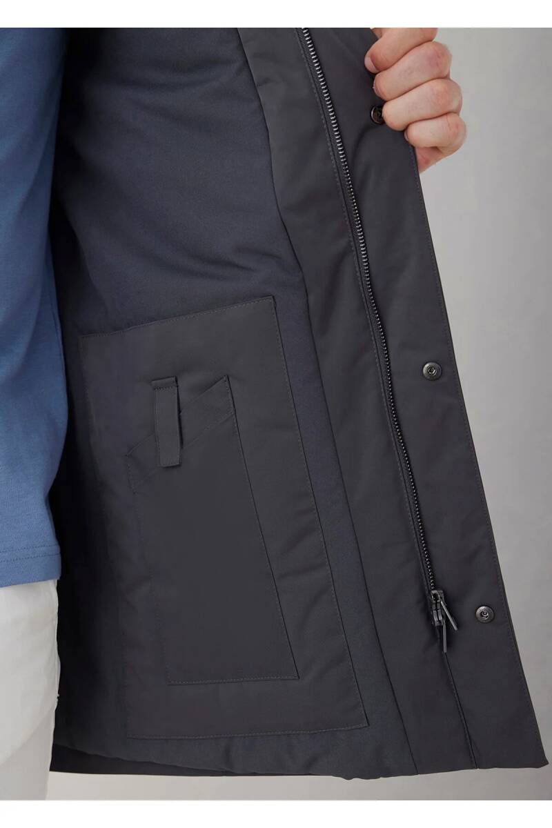 Liaker Anthracite Color Hooded Raincoat - 5