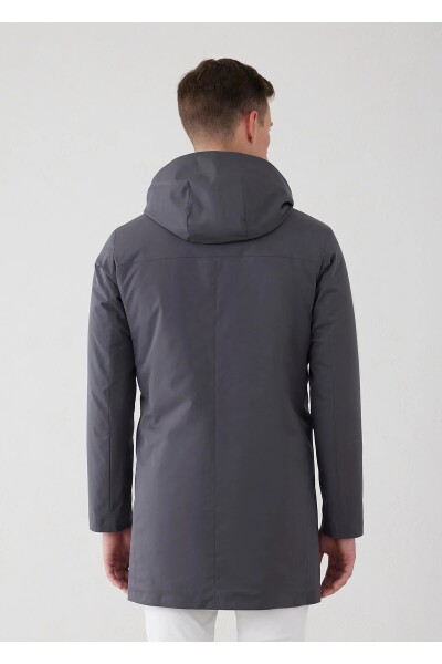 Liaker Anthracite Color Hooded Raincoat - 8