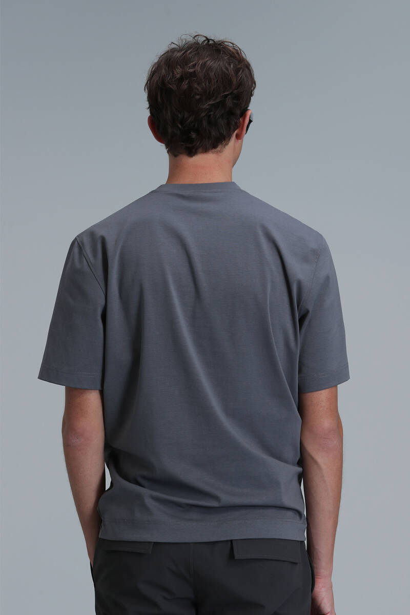 Lıam Modern Grafik T-Shirt Gri - 6