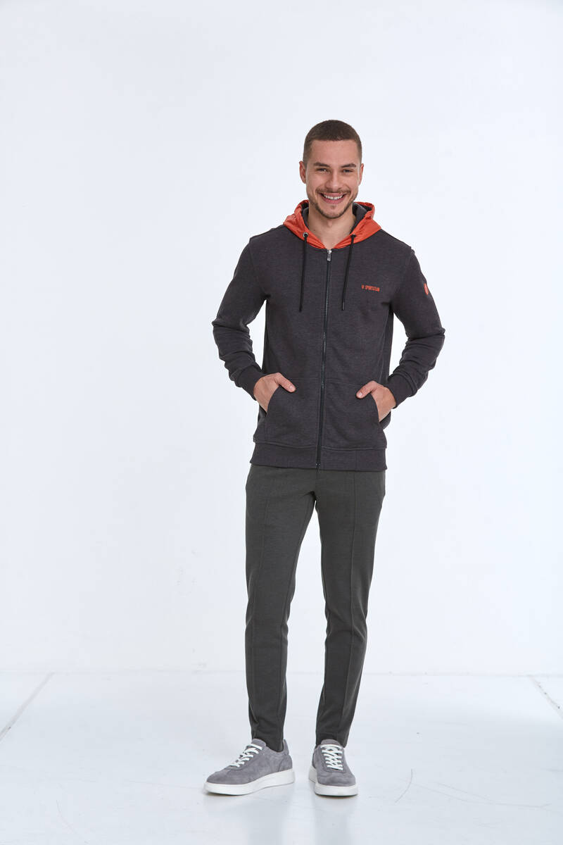 Libra Fermuarlı Kapüşonlu Erkek Sweatshirt Antrasit - 4