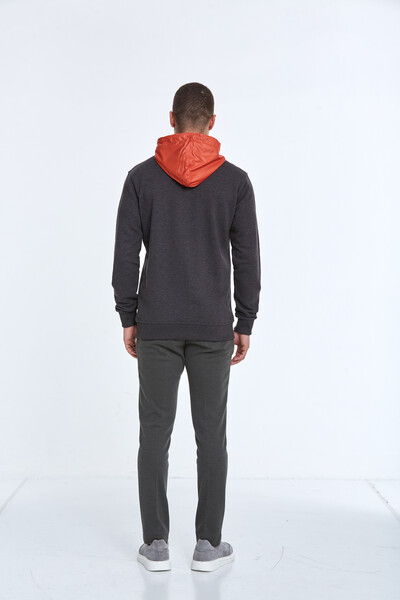 Libra Fermuarlı Kapüşonlu Erkek Sweatshirt Antrasit - 7