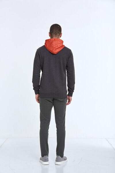 Libra Fermuarlı Kapüşonlu Erkek Sweatshirt Antrasit - 8