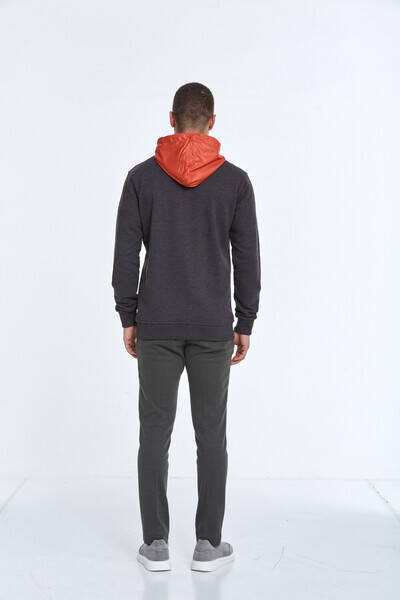 Libra Fermuarlı Kapüşonlu Erkek Sweatshirt Antrasit - 8