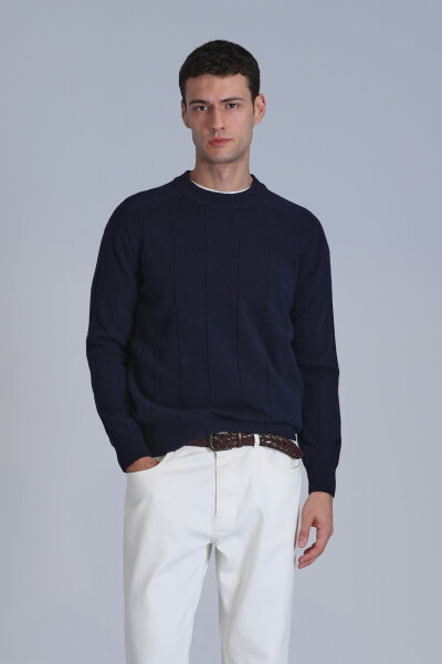 Light Men's Sweater Navy Blue - LUFIAN