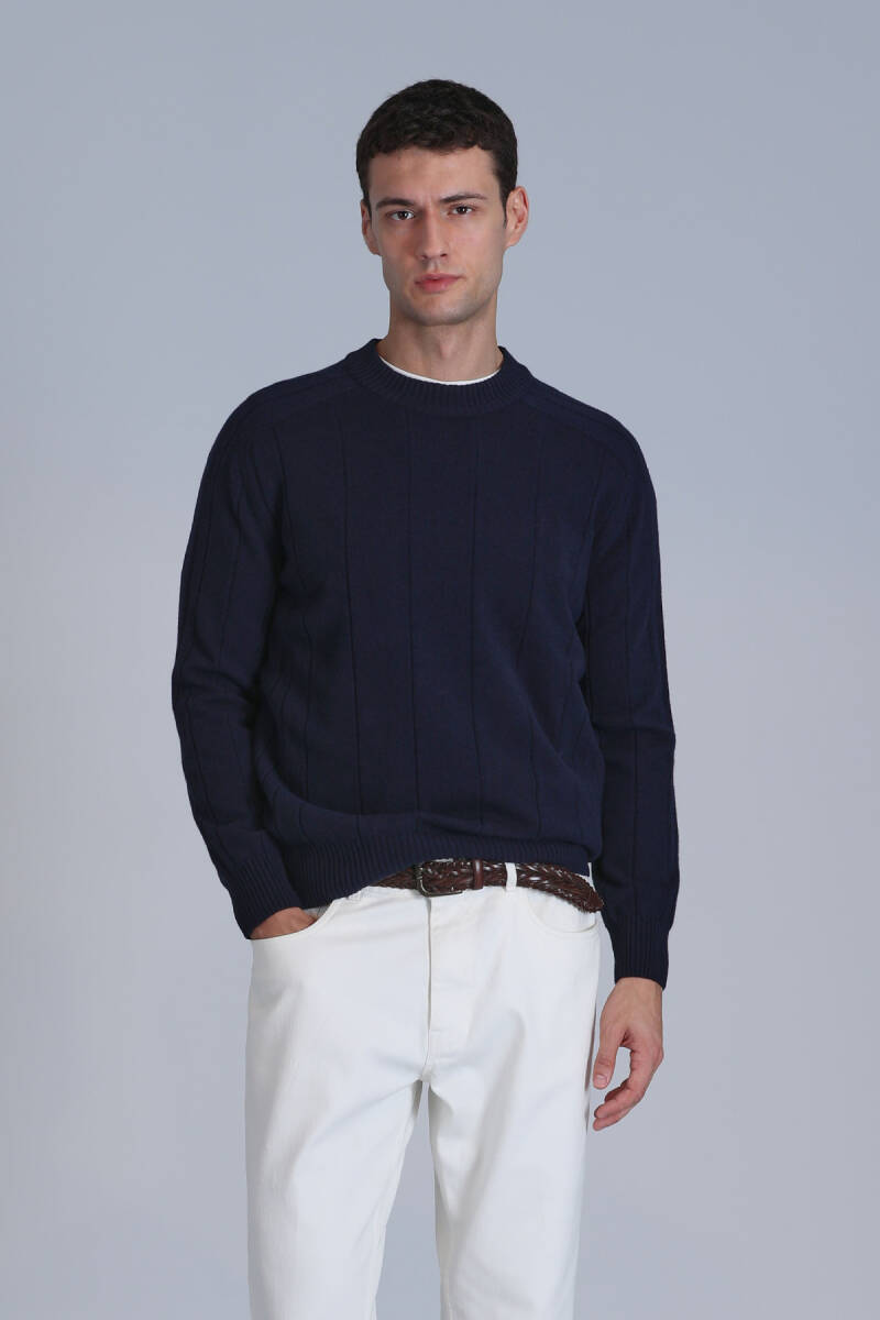 Light Men's Sweater Navy Blue - 1