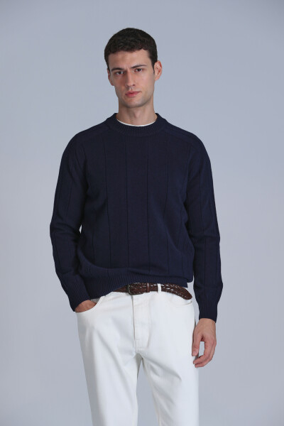 Light Men's Sweater Navy Blue - LUFIAN (1)