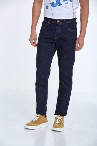 Light Wash Navy Blue Men's Jeans - Thumbnail