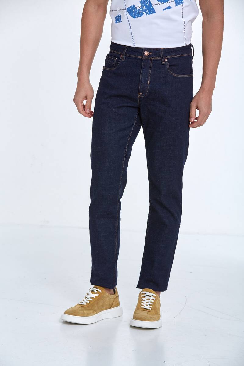 Light Wash Navy Blue Men's Jeans - 3