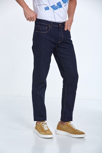 Light Wash Navy Blue Men's Jeans - 5