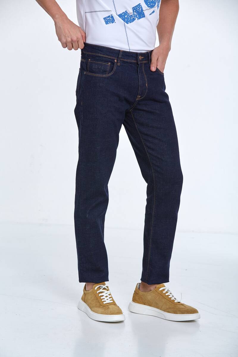 Light Wash Navy Blue Men's Jeans - 5