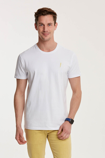VOLTAJ - Lightning Embroidered Round Neck Men's T-Shirt