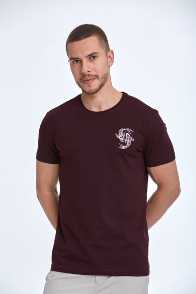 Lincoln Embroidered Men's T-Shirt Claret Red 