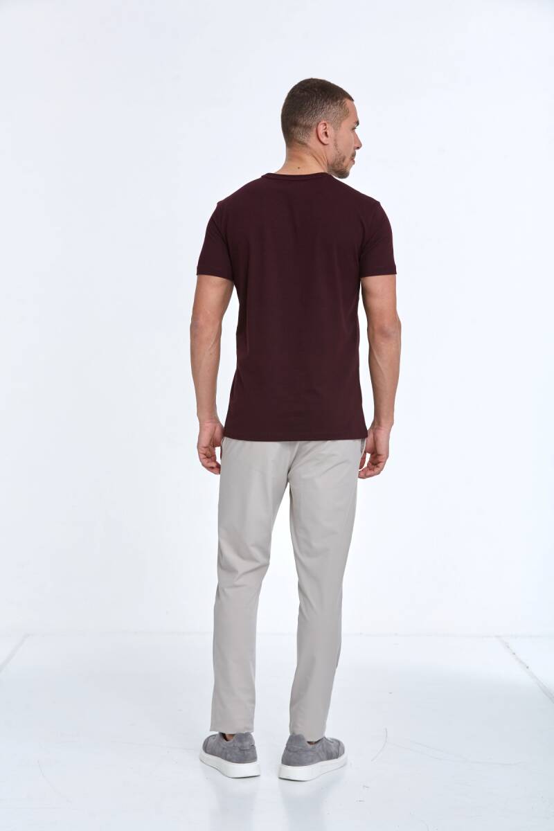 Lincoln Embroidered Men's T-Shirt Claret Red - 5
