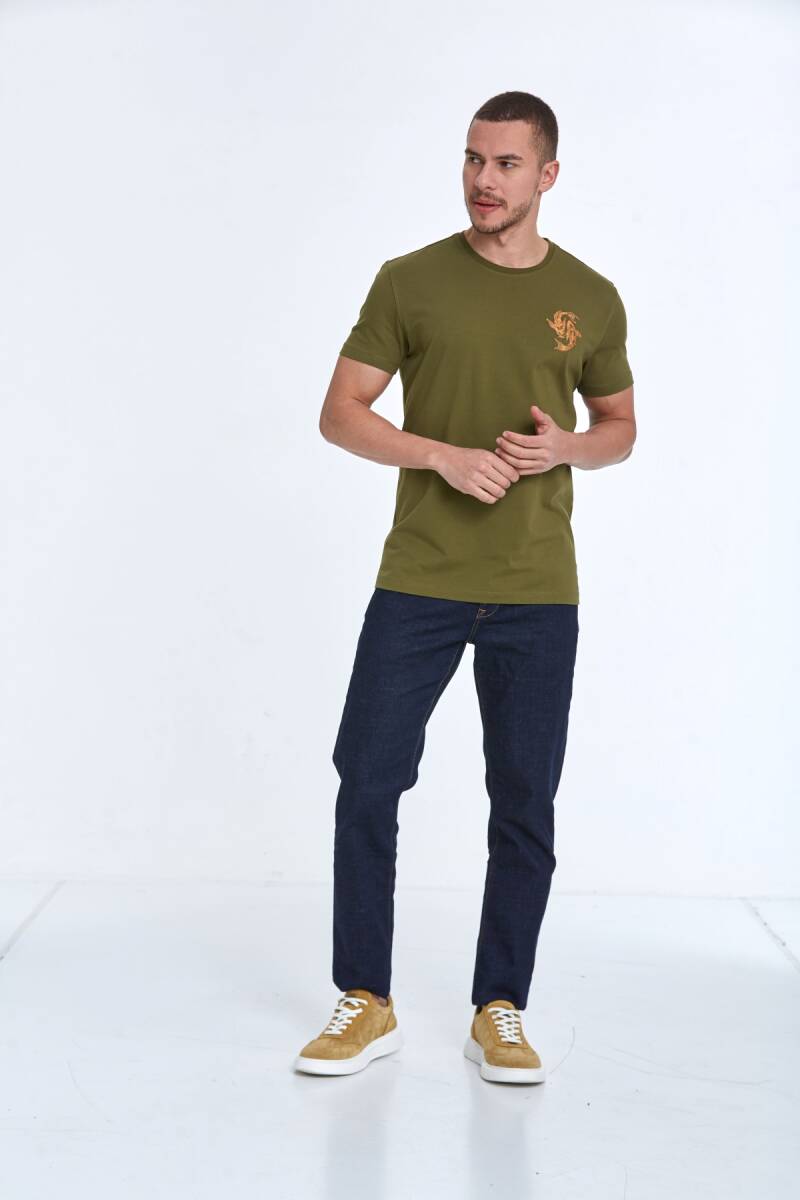 Lincoln Embroidered Men's T-Shirt Khaki - 3
