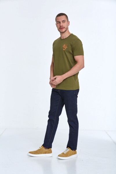 Lincoln Embroidered Men's T-Shirt Khaki - 4