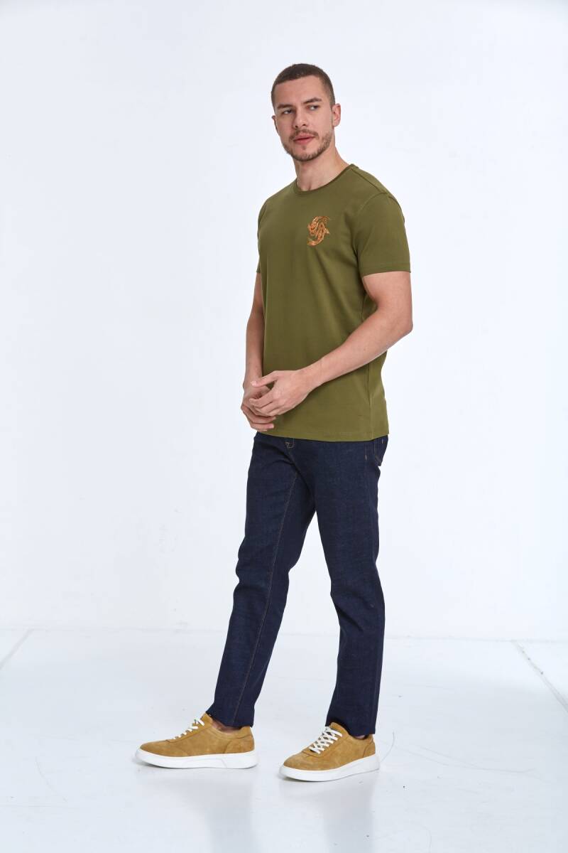 Lincoln Embroidered Men's T-Shirt Khaki - 4