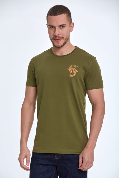 Lincoln Embroidered Men's T-Shirt Khaki 