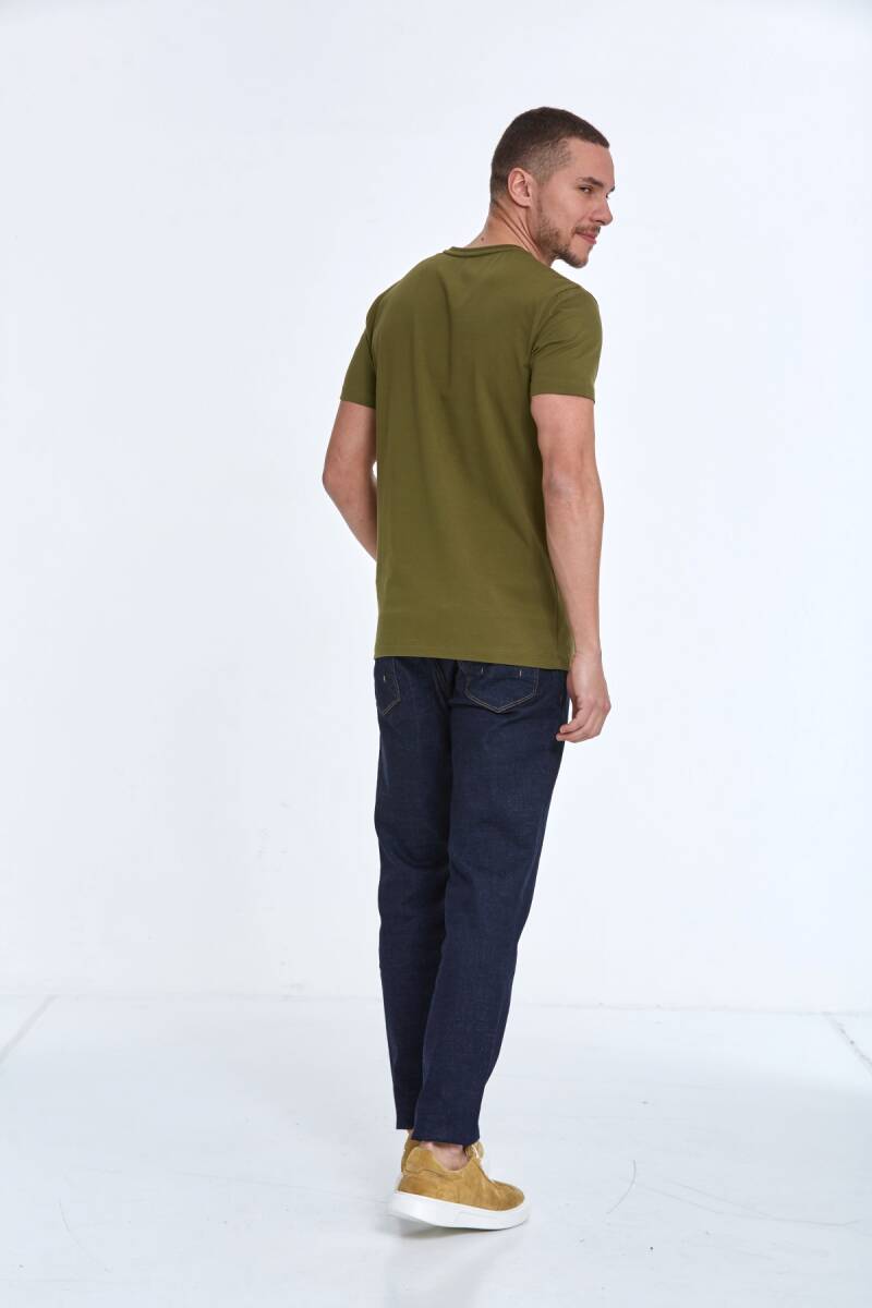 Lincoln Embroidered Men's T-Shirt Khaki - 5