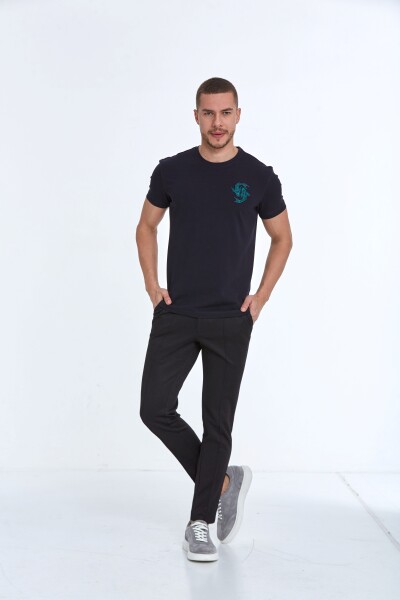 Lincoln Embroidered Men's T-Shirt Navy Blue - 2