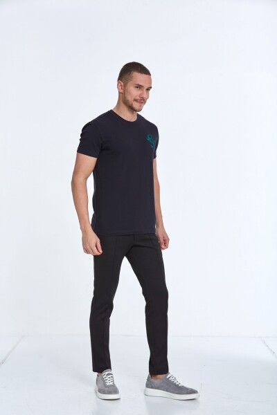 Lincoln Embroidered Men's T-Shirt Navy Blue - 4