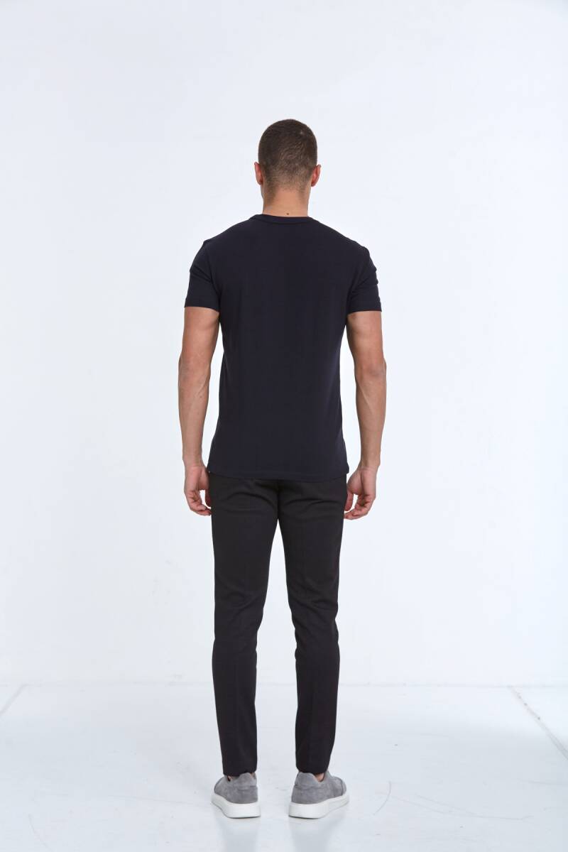 Lincoln Embroidered Men's T-Shirt Navy Blue - 5