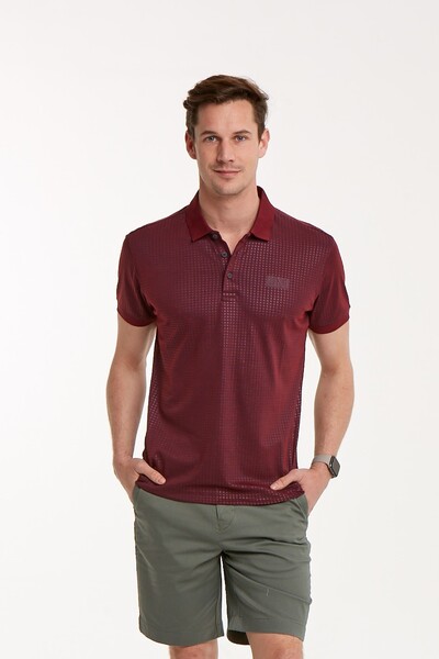 Line and VJ Printed Polo Neck Men's T-Shirt - 1