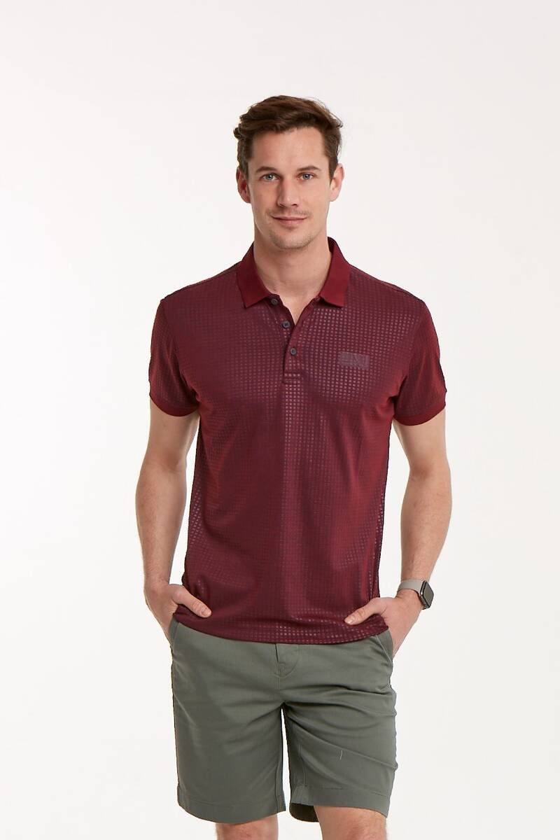 Line and VJ Printed Polo Neck Men's T-Shirt - 1