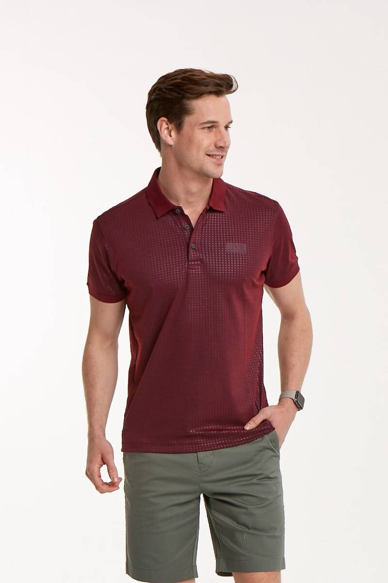 Line and VJ Printed Polo Neck Men's T-Shirt - 2