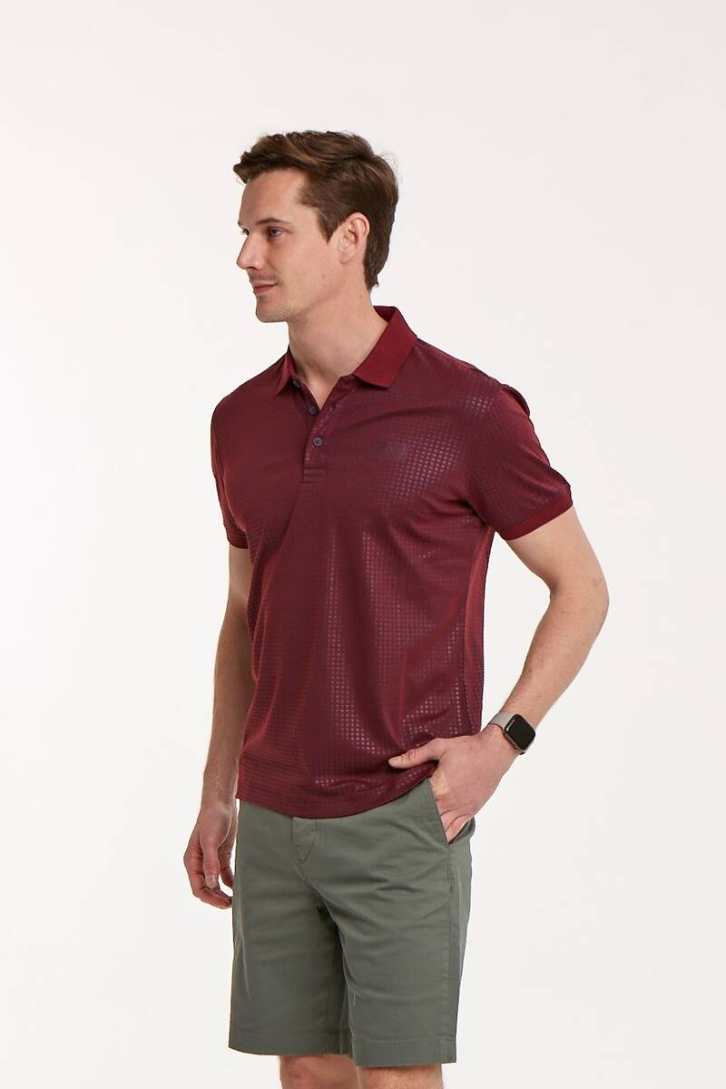 Line and VJ Printed Polo Neck Men's T-Shirt - 3