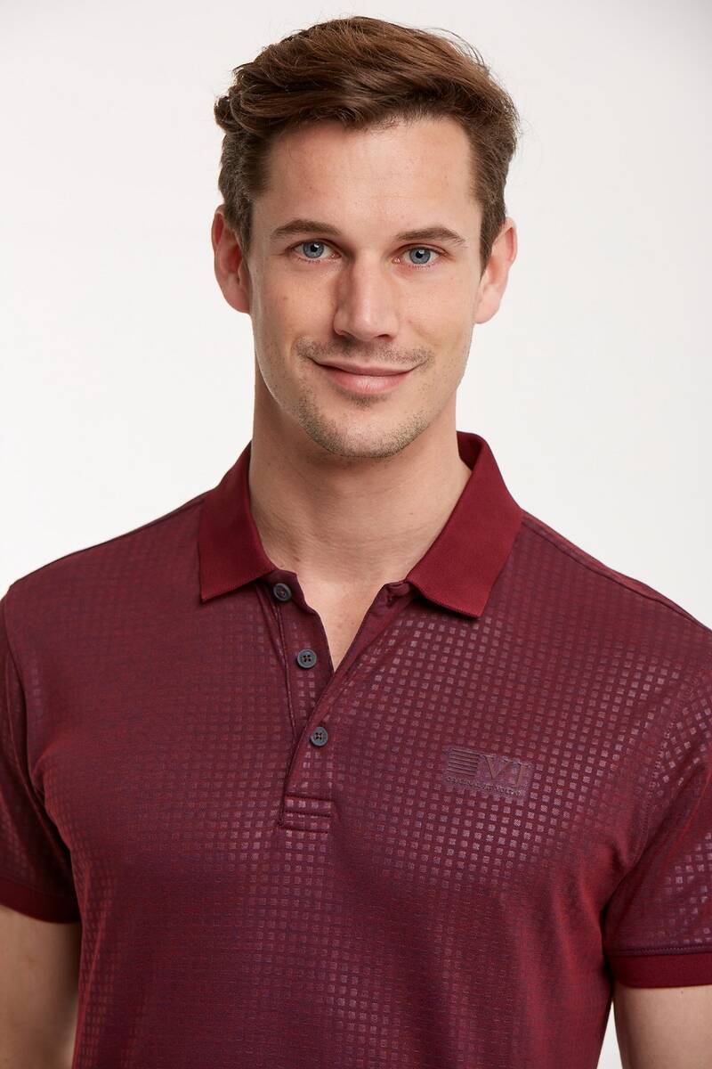 Line and VJ Printed Polo Neck Men's T-Shirt - 4