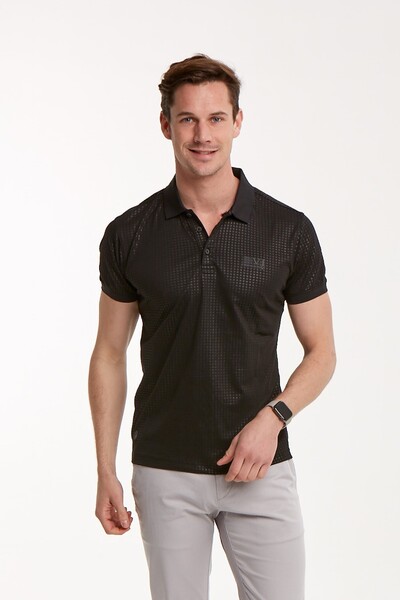 Line and VJ Printed Polo Neck Men's T-Shirt - 23