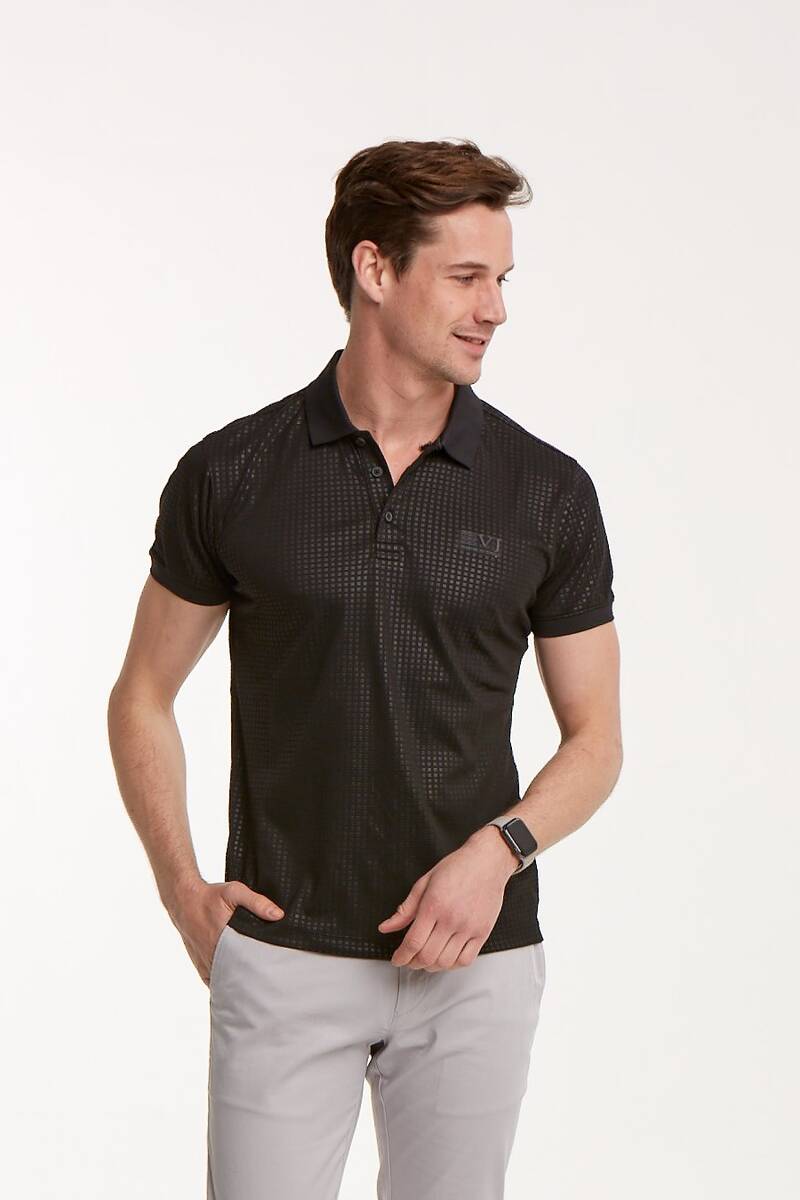 Line and VJ Printed Polo Neck Men's T-Shirt - 24